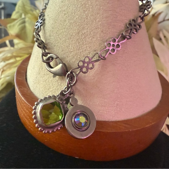 Sorrelli Crystal Silver Tone Flower Chain Bracelet - Picture 1 of 9